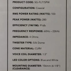Fusion SG-FL77SPW Signature Marine Speakers With LED 7.7in 280W White 14 Fusion SG-FL77SPW Signature Marine Speakers With LED 7.7in 280W White -Seasound Electronics Store 010 01428 10 4