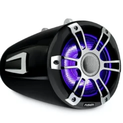 Fusion Signature 3 Sports Chrome LED Marine Wake Tower Speakers 7.7in 280W -Seasound Electronics Store sg crgbw wts spc right facing chrome 77