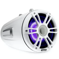 Fusion Signature 3 Sports White LED Marine Wake Tower Speakers 7.7in 280W -Seasound Electronics Store sg crgbw wts spw right facing white 77